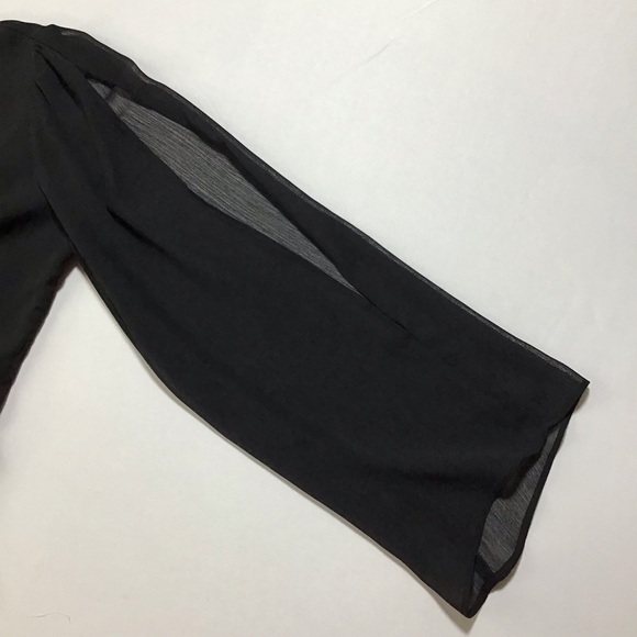 Peter Nygard Black Shiffon Split Sleeve Blouse - Picture 5 of 10
